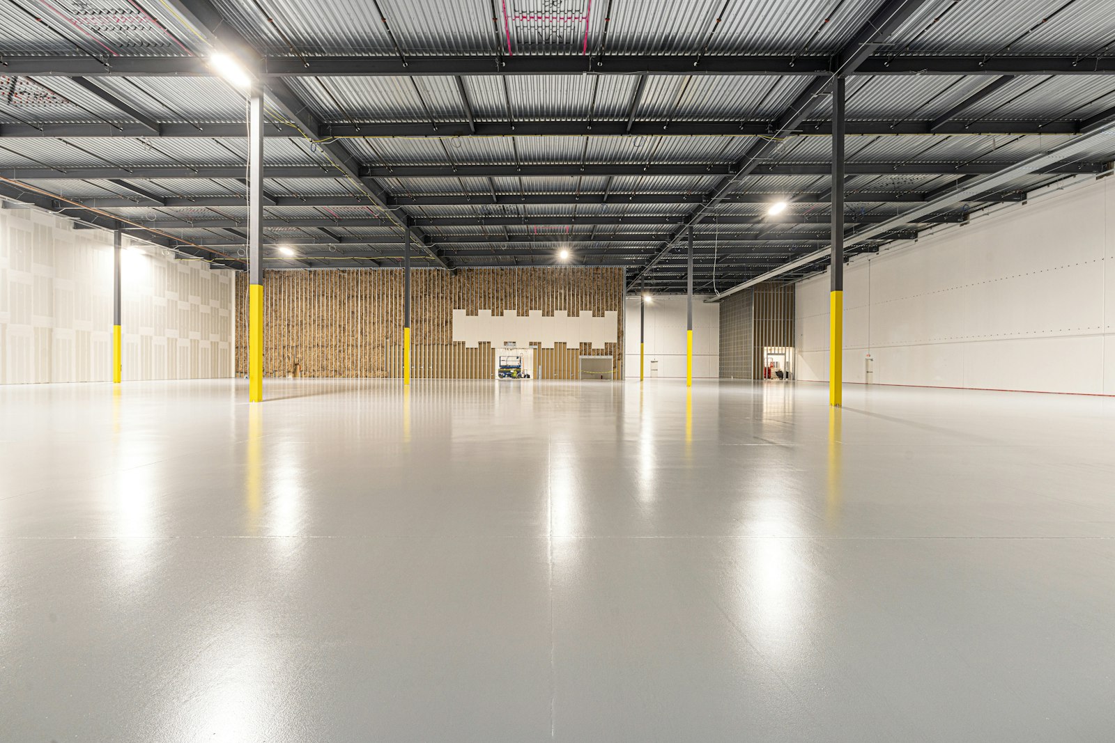 Wide view of a finished coated concrete floor